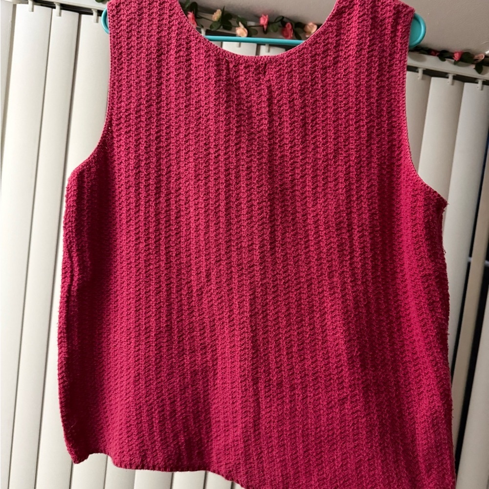 VTG St John’s Bay Sleeveless Sweater Pink Raspberry Made In USA Size 1XL Cotton - Picture 4 of 4